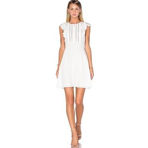 THEORY Dress Womens 8 Cream Deorsa Mosaic Sleeveless Silk Button front Ruffle